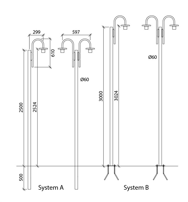 CAREZZA SYSTEM Downright mounting