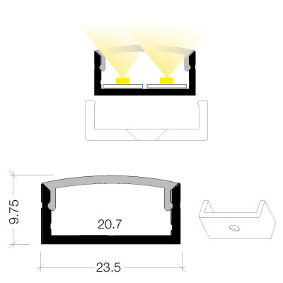 Profilo doppia strip led ad "U"